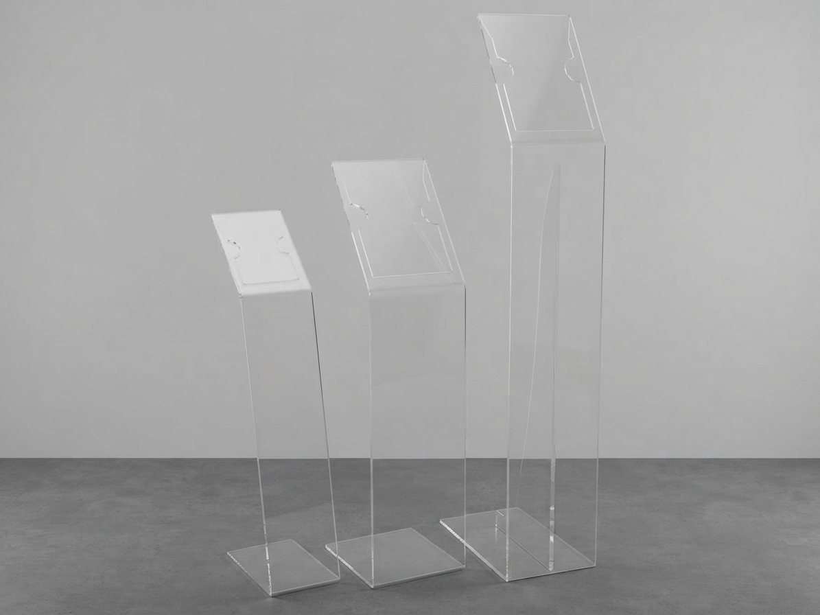 leggio da terra in plexiglass trasparente